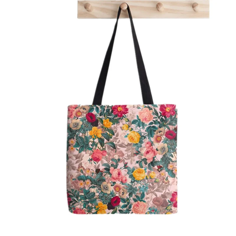 

Women Shopper bag Summer Botanical Printed Kawaii Bag Harajuku Shopping Canvas Shopper Bag girl handbag Tote Shoulder Lady Bag