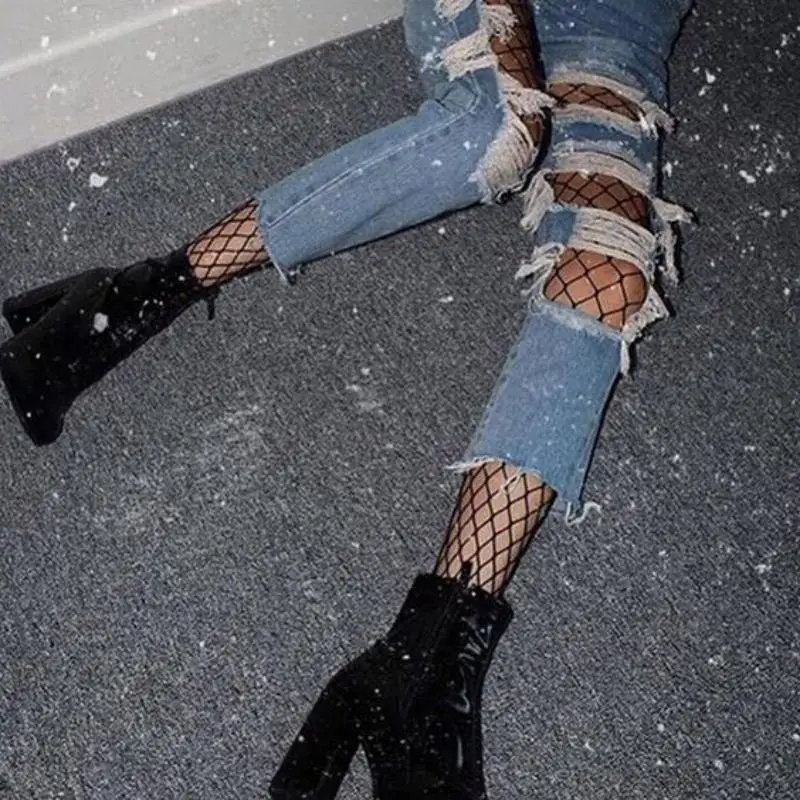 

Sexy Clothes Women's Stockings Black Tights Thigh Big Holes High Stockings Transparent Slim Mesh Fishnet Pantyhose Nightclub