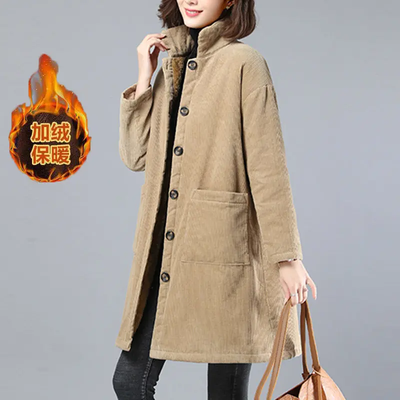 Женская зимняя куртка большого размера бархатная толстая вельветовая свободные