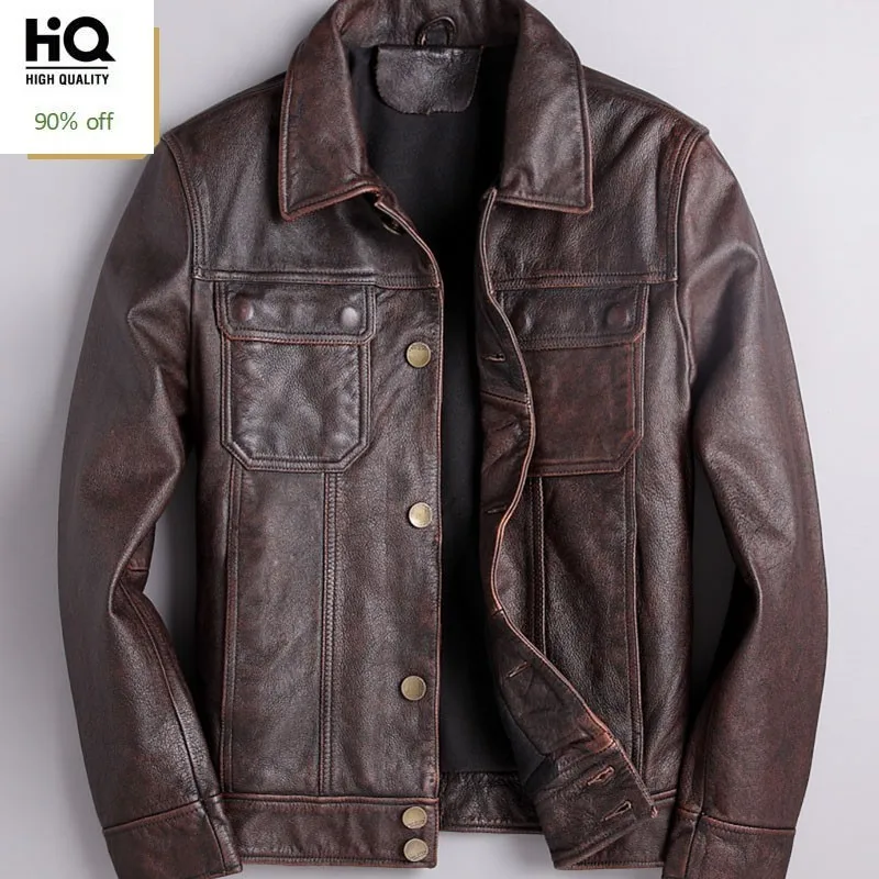 Итальянская дизайнерская мотоциклетная мужская куртка из натуральной воловьей