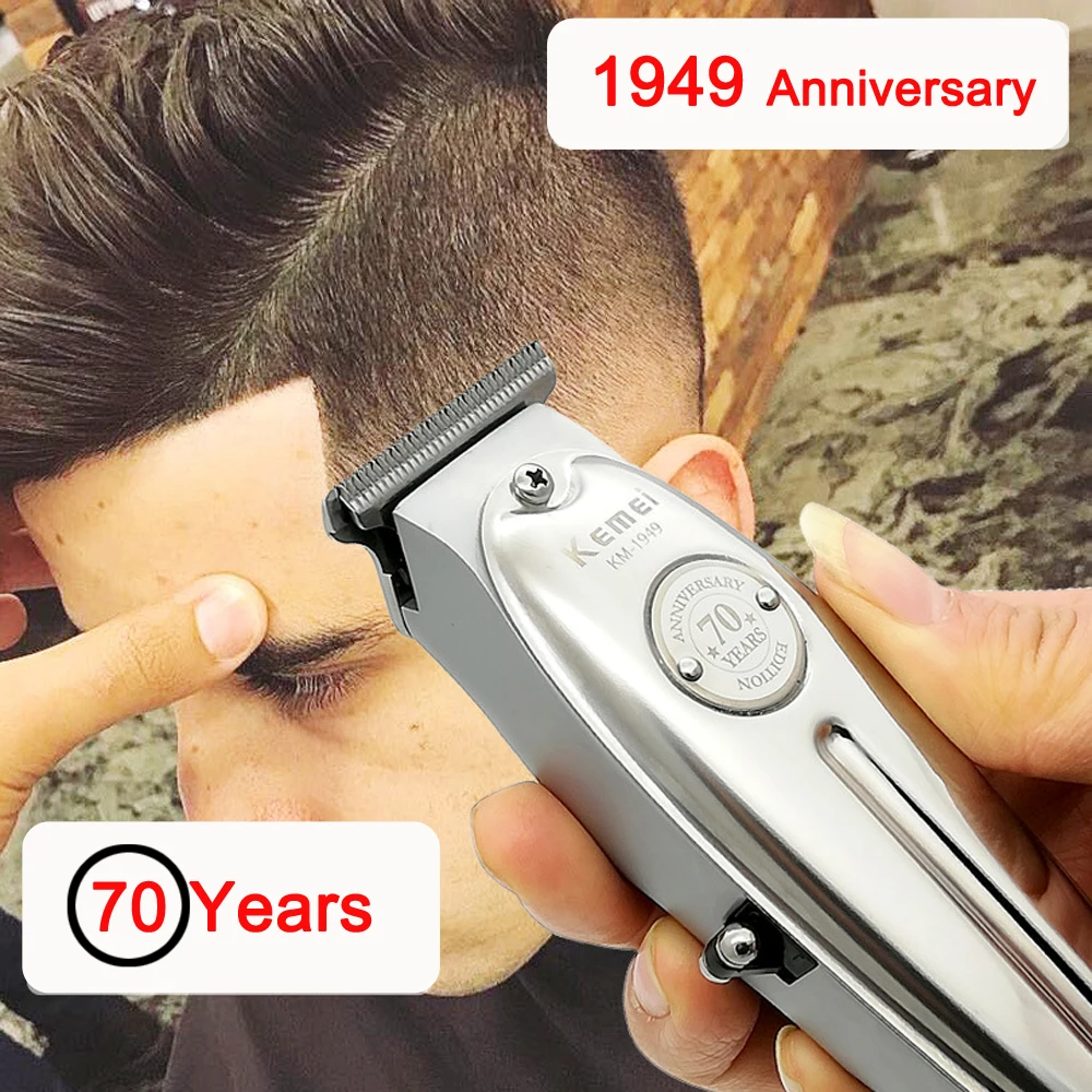 

Kemei KM-1949/1910/2024 Hair Clipper All Metal Men Electric Cordless Hair Trimmer 0mm Baldheaded T Blade Finish Haircut Machine