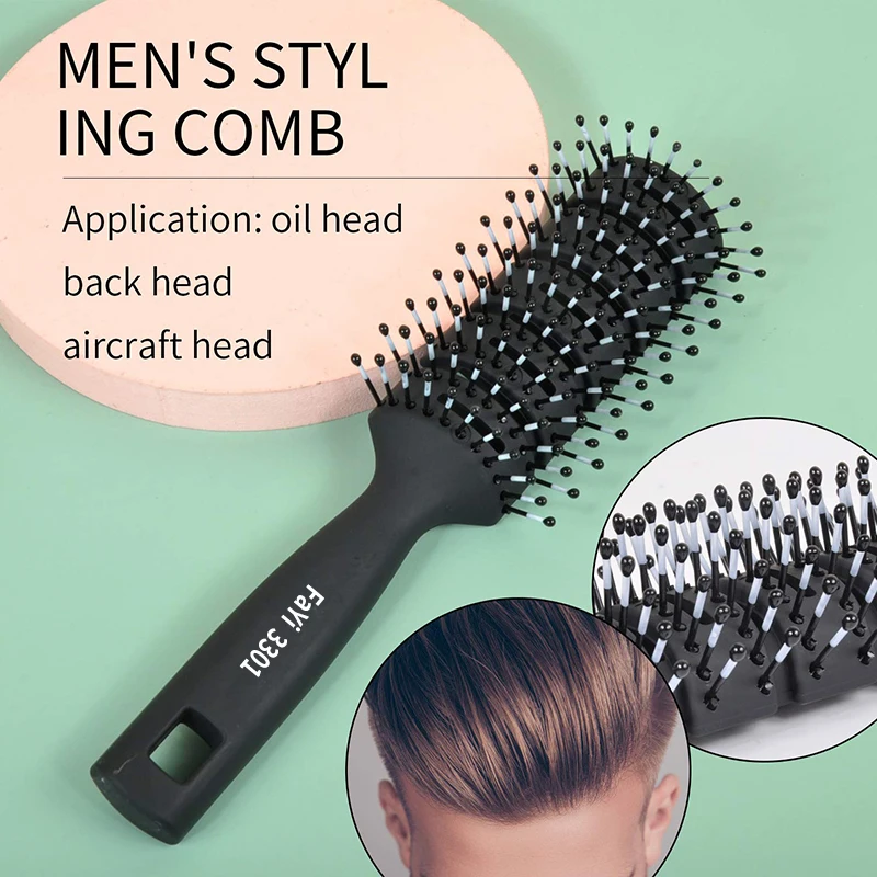 

Высококачественная Мужская Расческа для укладки черная кожа головы Массажная расческа профессиональные инструменты для парикмахерских с...