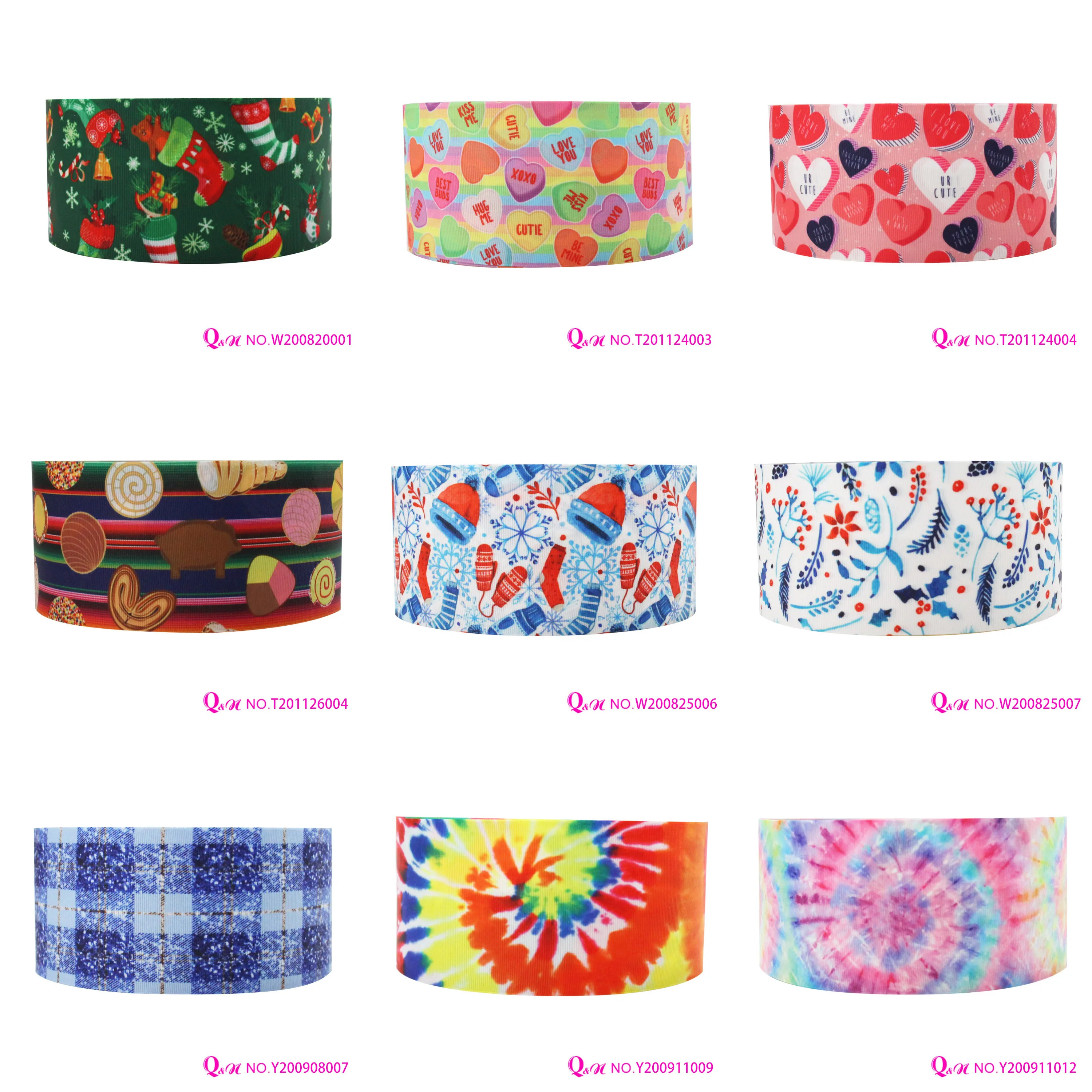 

Q&N Ribbon 16mm~75mm Christmas Decorations XOXO Printed Grosgrain Ribbon Accessories DIY Material Craft Supplies Free Shipping