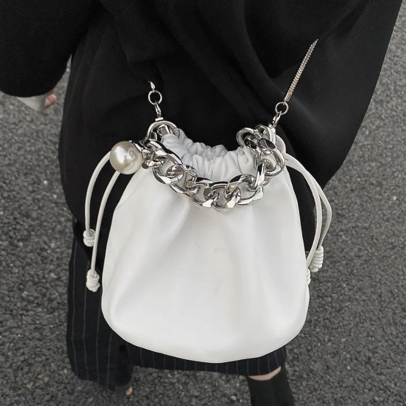 

Fashion Design Women Chain Bucket Bag Soft PU Leather Female Mini Shoulder Crossbody Bags Ladies Small Clutch Purse Handbags