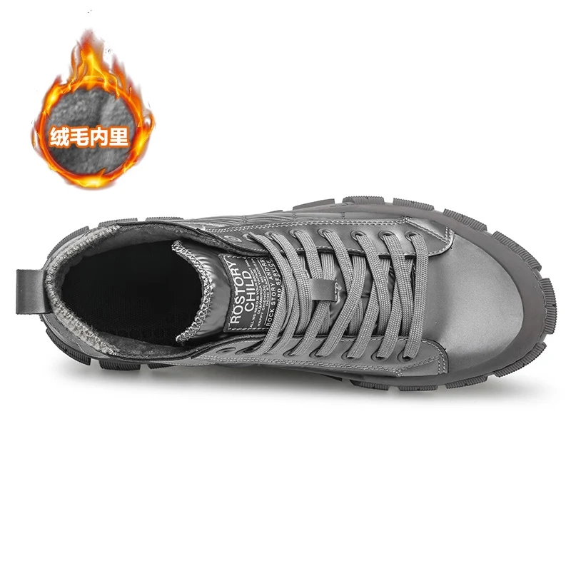 Jual Sepatu Kasual Pemuda Pria Hangat Musim Dingin Sneakers Kasual Pria Atasan Tinggi Sepatu Desainer Pria Bersekat Perak Sepatu Jalan Mode Pria