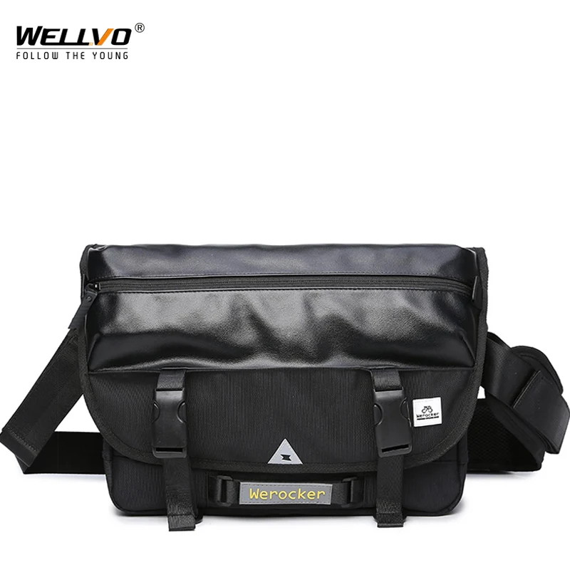 Single Shoulder Bag Men Chest Bag Classic Leather Satchels Mens Simple Black Bicycle Bag 2020 New Large Messenger Bag XA182ZC