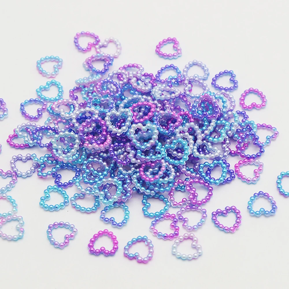 Бусины россыпью в форме сердца радужного цвета имитация жемчуга для рукоделия