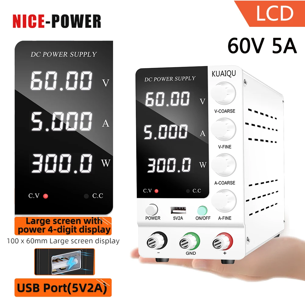 

New USB Adjustable DC Laboratory 60V 5A Lab Power Supply Adjustable 30V 10A Voltage Regulator Stabilizer Switching Power Supply