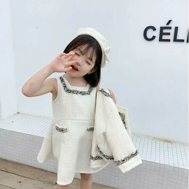 

Fashion Infant Kids Baby Girls Clothes Long Sleeve Solid Hemp Pageant Coat + Tutu Dress Party 2PCS Outfits Sets