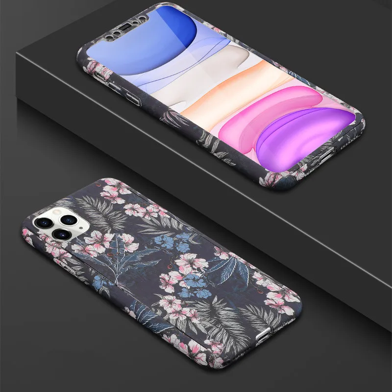 Модный 360 градусов полный корпус защитный чехол для телефона для iPhone 6 6S 7 8 Plus X XS Max XR Зеленый Кактус Жесткий PC задняя крышка Coque - Цвет: Style 14