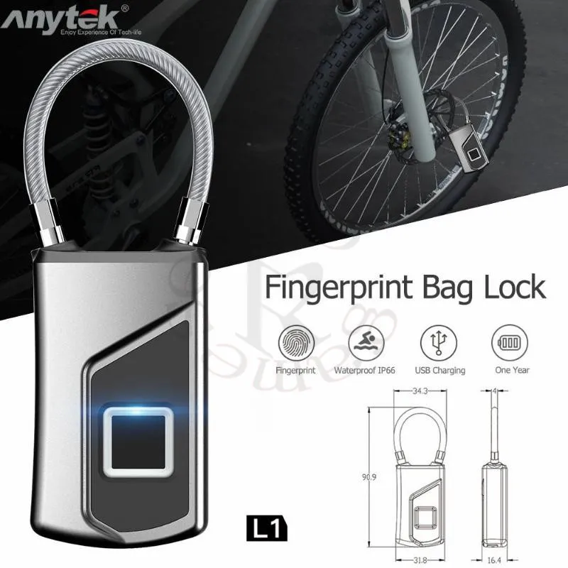 Умный Замок с отпечатком пальца Anytek L1 + новая модель Plus защита от кражи IP65