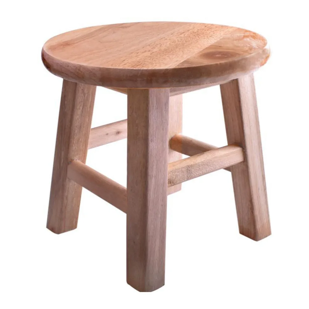 

1Pc Wood Round Stool Simple Household Shoes Changing Stool (Wood Color)