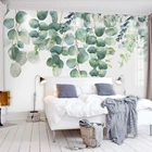 Современные самоклеящиеся 3d-фрески по индивидуальному размеру, настенные фотообои с зелеными листьями растений для гостиной, спальни, водонепроницаемые экологичные