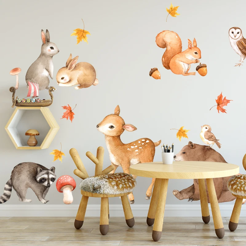 Милые Мультяшные Африканские животные Луг настенные наклейки для детской