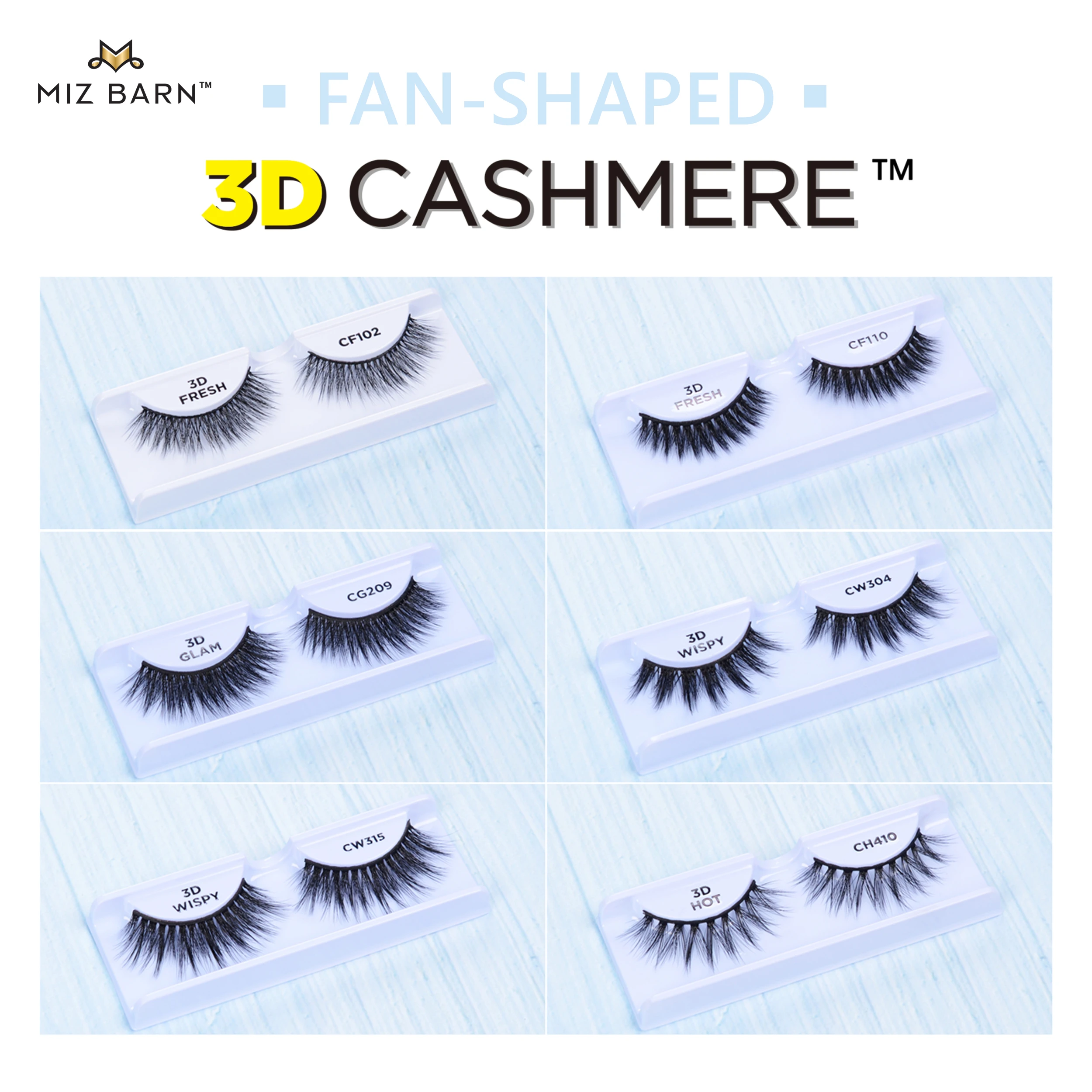 

MIZ BARN Fan-Shaped 3D CASHMERE Makeup Eyelashes Fluffy Natural Fake Lashes Reusable Soft Faux Mink Lash Wispy Cross Eyelash Cil