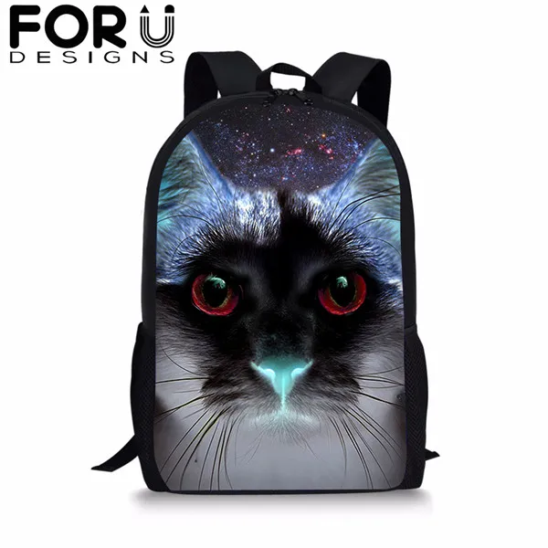 FORUDESIGNS/готический Черная кошка школьные сумки 3 шт./компл. для девочек и мальчиков Повседневное 3D Для женщин рюкзак ортопедический рюкзак детская дорожная сумка для книг - Цвет: CDGX1397C