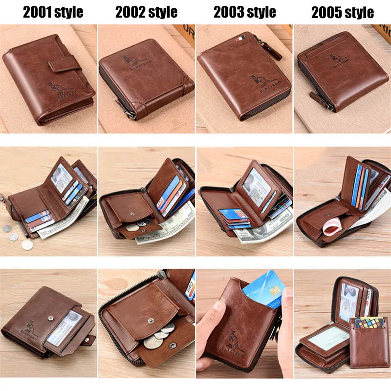 

2021 Fashion Men's Coin Purse Wallet Blocking Genuine Leather Wallet Zipper Business Card Holder Money Bag Wallet Male