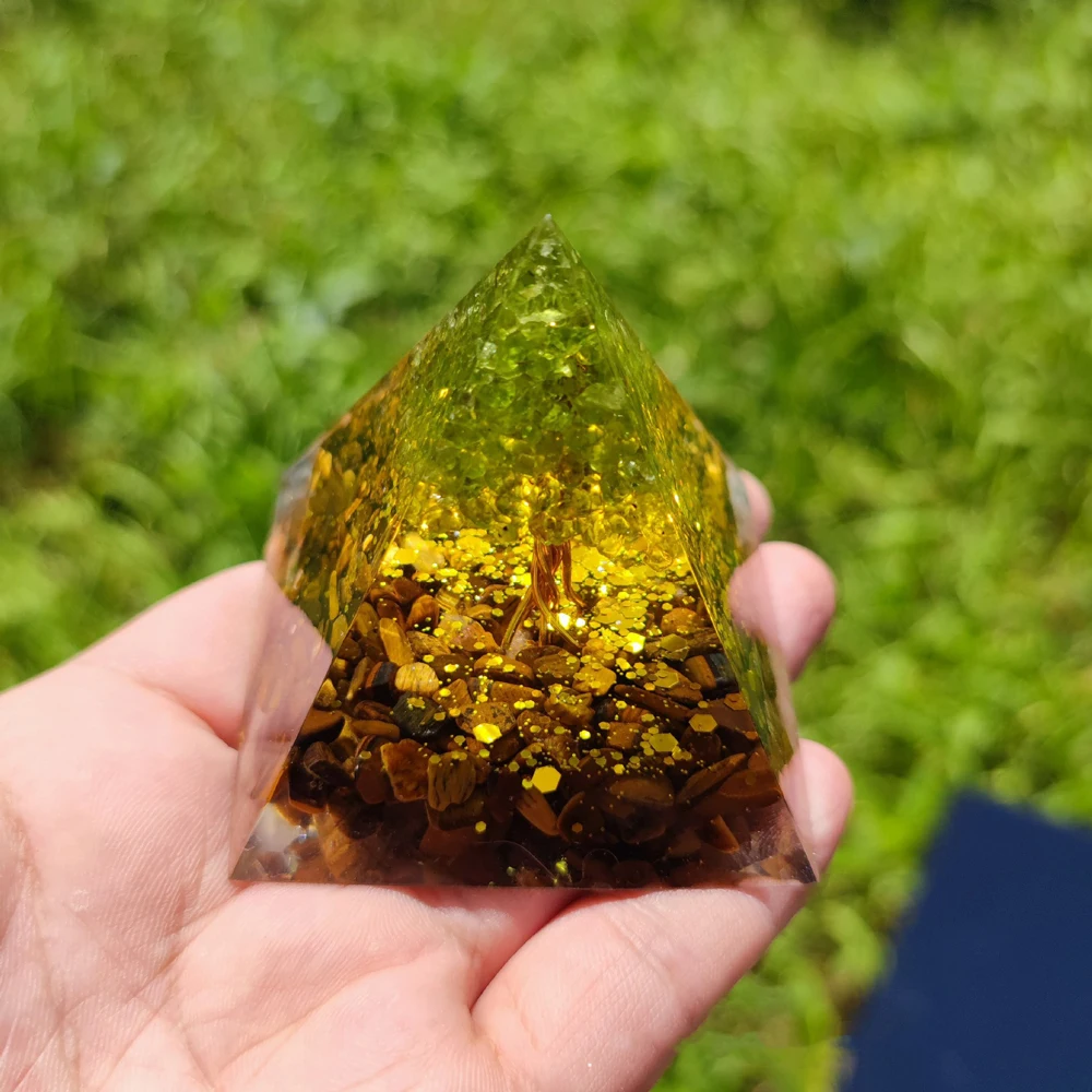 Высокое качество цветные Orgonite Древо жизни Пирамида аметист перидот исцеления с