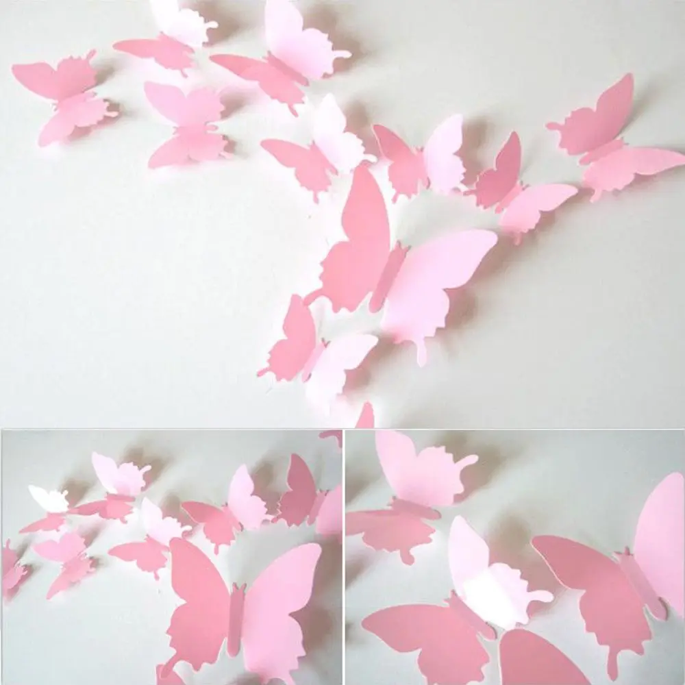 3D бабочка наклейки на стену для дизайна ногтей Наклейка номер Декор Розовый ПВХ
