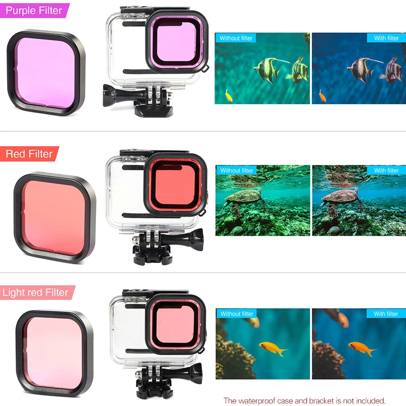 

2pcs Underwater Filter Lens Kit for Camera Waterproof Housing Case Camera Accessories Supplies SEC88