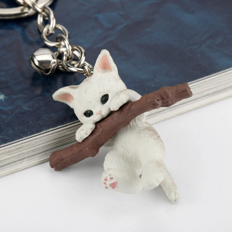 Animal Cat Bite Branch Play Keychain Cute Litter Cat Pendant Key Rings Women Bag Hanging Key Decoration