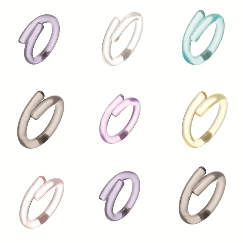 

1piece Colorful Transparent Resin Twisted Rings For Women Girls Staggered Ring Party Jewelry Gifts