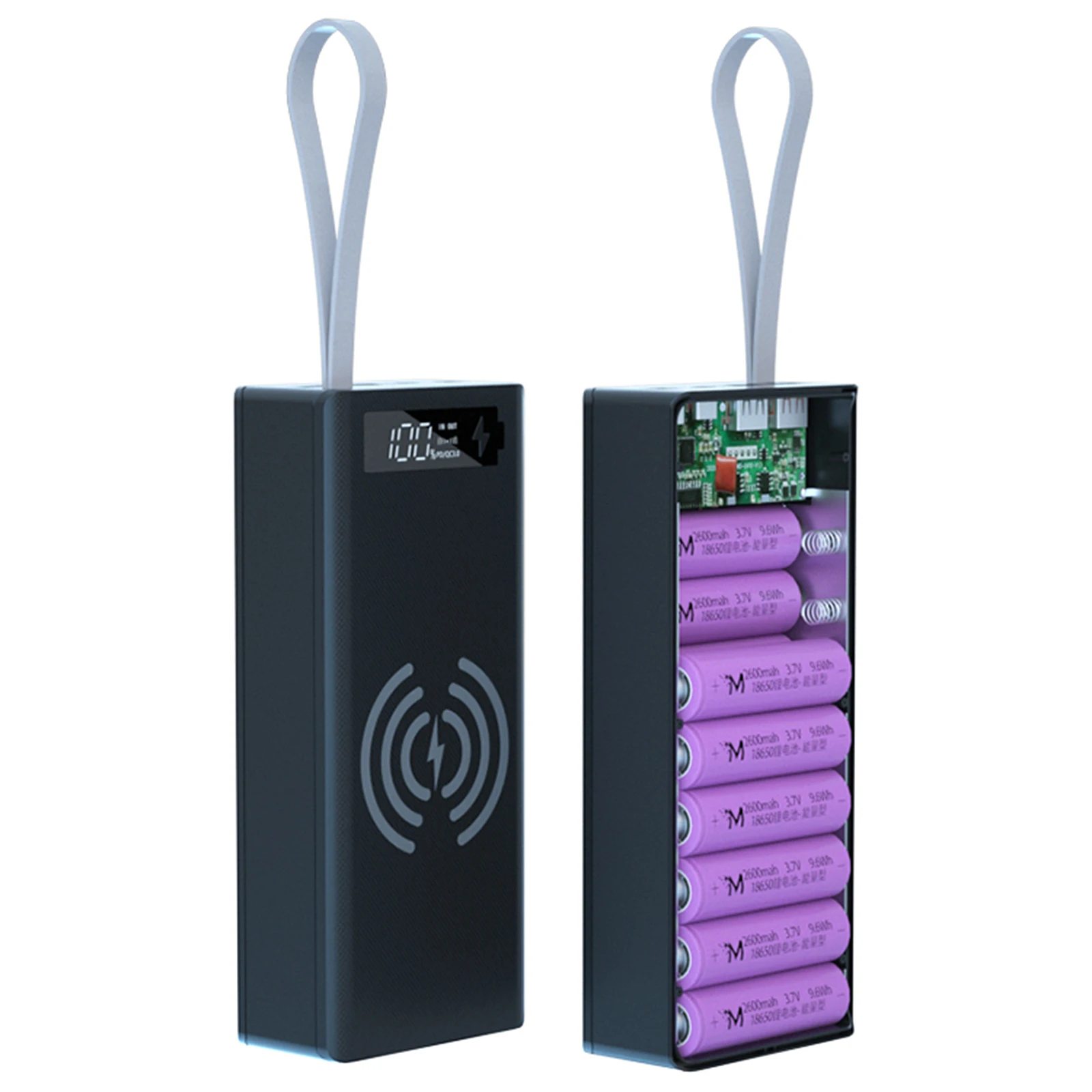 

Detachable QC3.0 PD LCD Display DIY 16x18650 Battery Case Power Bank Shell 10W Wireless Charging Box without Battery Powerbank