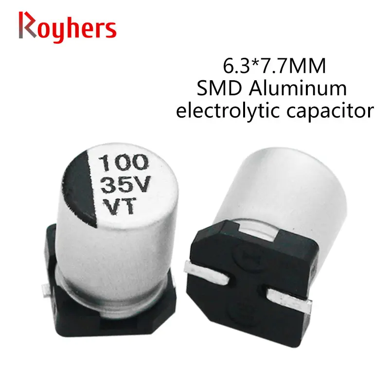 

50Pcs 6.3*7.7 SMD Aluminum Electrolytic Capacitors Kits 100V 50V 35V 16V 10V 25V 100UF 150UF 220UF 330UF 47UF 33UF Assorted Set