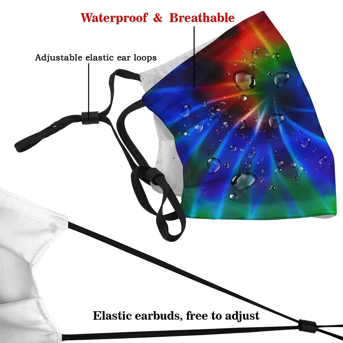 

Tie Dye Digital Art Dust Mask with PM2.5 Activated Carbon Filter for Adult Mouth-muffle Face Reusable