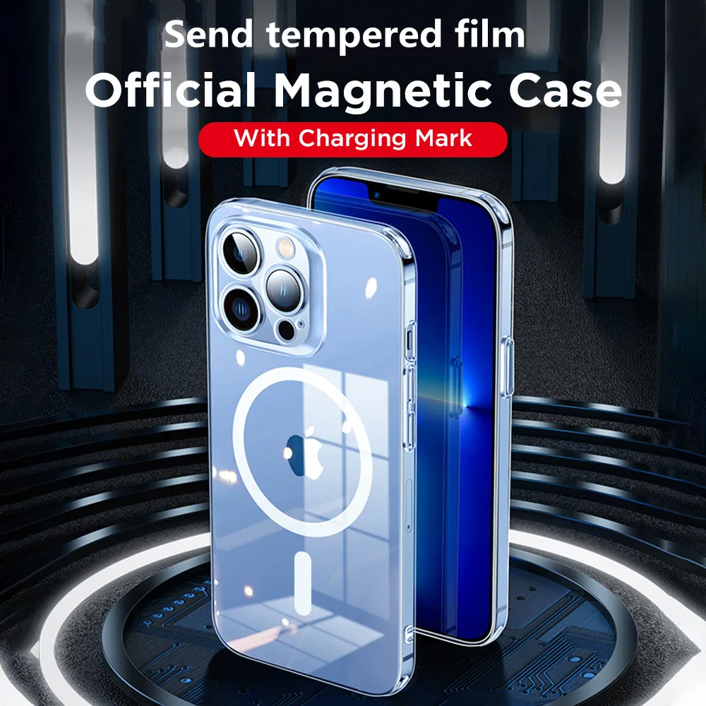 

Magnetic Case For iPhone 13 12 Pro Max Clear Cover With Stable Magnetic Wireless Charging Case For iPhone 13 Pro Max Cover