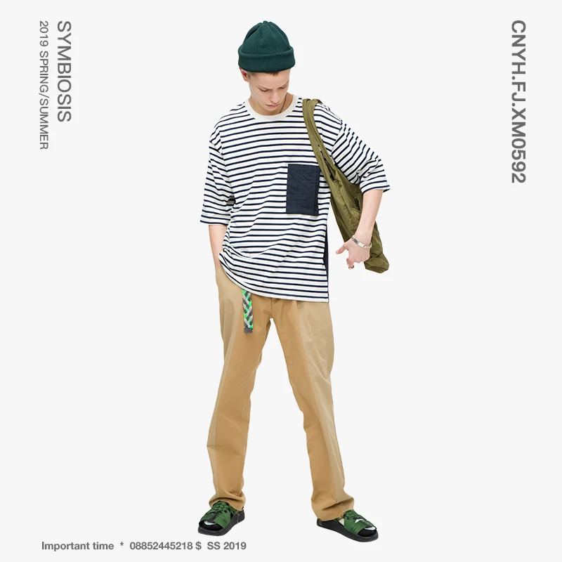 VIISHOW уличная полосатый Для мужчин футболки Марка Повседневное хлопок половина