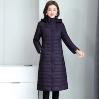 women parkas winter hooded coat down cotton jackets new ladies slim plaid long warm jackets high quality windproof outerwear