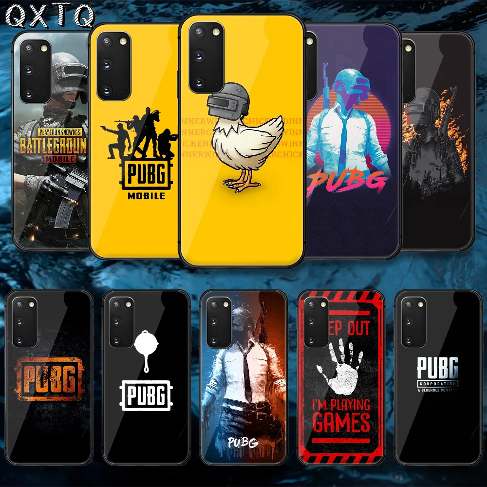 

Hot PUBG Game Tempered Glass Phone Case Cover For Samsung Galaxy Note S 9 10 20 21 E Plus Ultra M 31 51 FE Hoesjes Cell Silicone