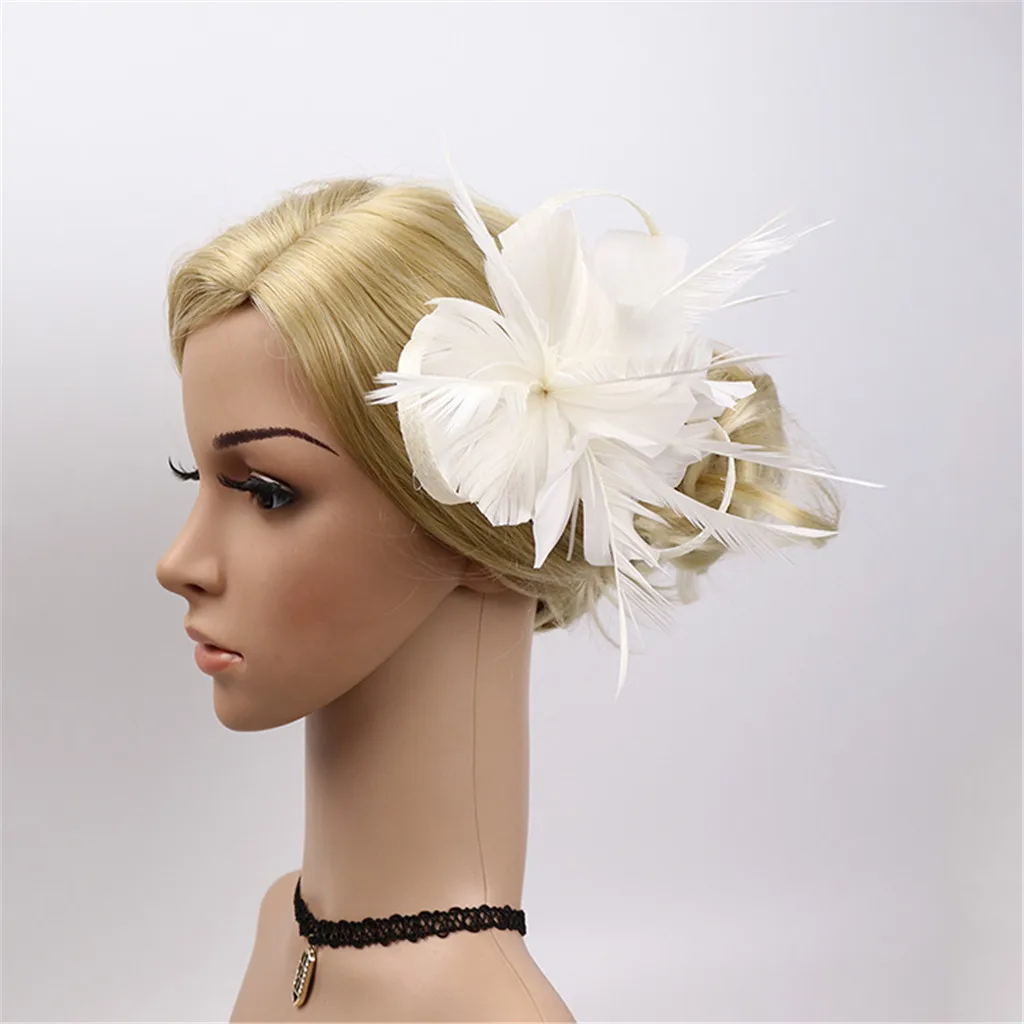 Женские аксессуары для волос цветок шпилька перо вуалетки Чай Вечерние scrunchie