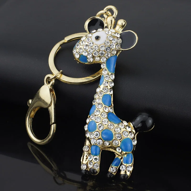 Сумка для ключей Dormon с синим эмалированным кристаллом и рисунком жирафа брелок