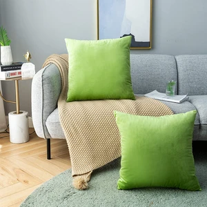 DIMI Nordic Pillow Case Plush Cozy Pillows For Living Room Apple Green Velvet Cushion Covers 18x18inch Home Decorative