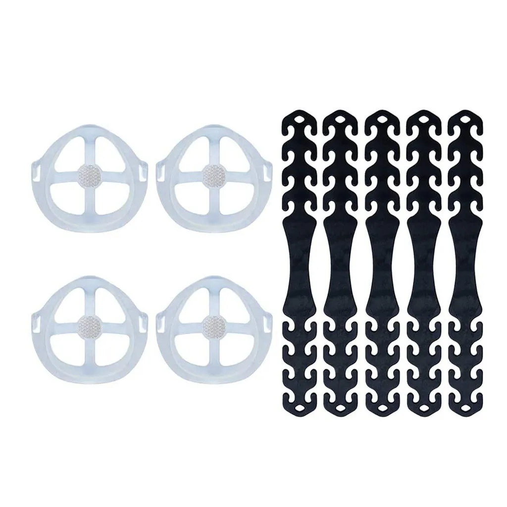 

4PCS+4PCS Washable 3D Face Mask Inner Support Frame,Adjustable Ear Strap Accessories Fixed Extended Face Mask DIY