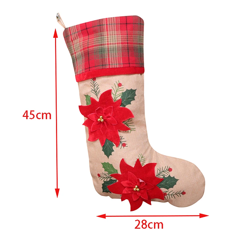 

4 Pcs Christmas Stockings for Xmas Classic Decoration Fireplace Hanging Ornaments Holiday Decor