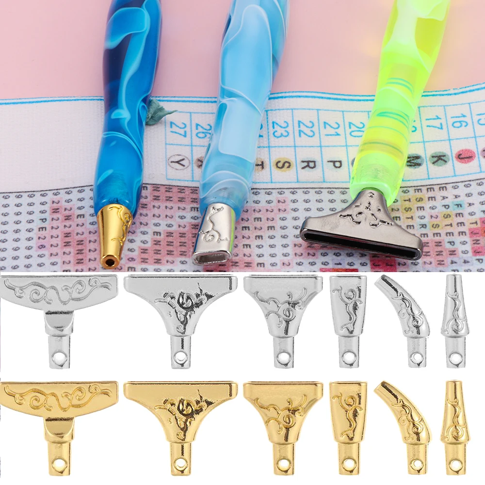 

6PCS DIY Metal Diamond Painting Replacement Pen Heads Cross Stitch Embroidery Quick Cases Tool Metal Point Drill Pen Heads