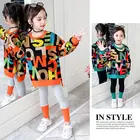 Костюм спортивный детский осенне-весенний из топа с буквенным принтом + леггинсов