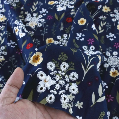 

High Quality Pure Cotton Printing Hollow Embroidery Fabric For Dress Shirt Clothing Home Decoration Handmade Diy Material