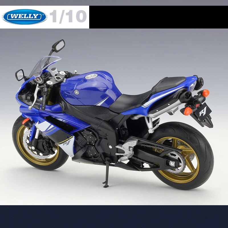 Мотоциклетная синяя модель мотоцикла WELLY 1:10 YAMAHA YZF R1 игрушка для детей подарки на