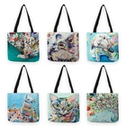 Красочные сумки для покупок с рисунком животных, женская сумка-тоут, школьная сумка на одно плечо B13010