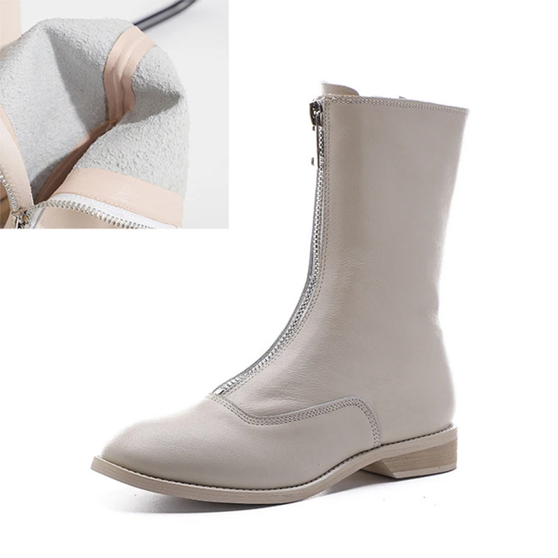 

Thick heel Martin boots front zipper guidi boots women 2020 new autumn British style short boots plus size women's boots
