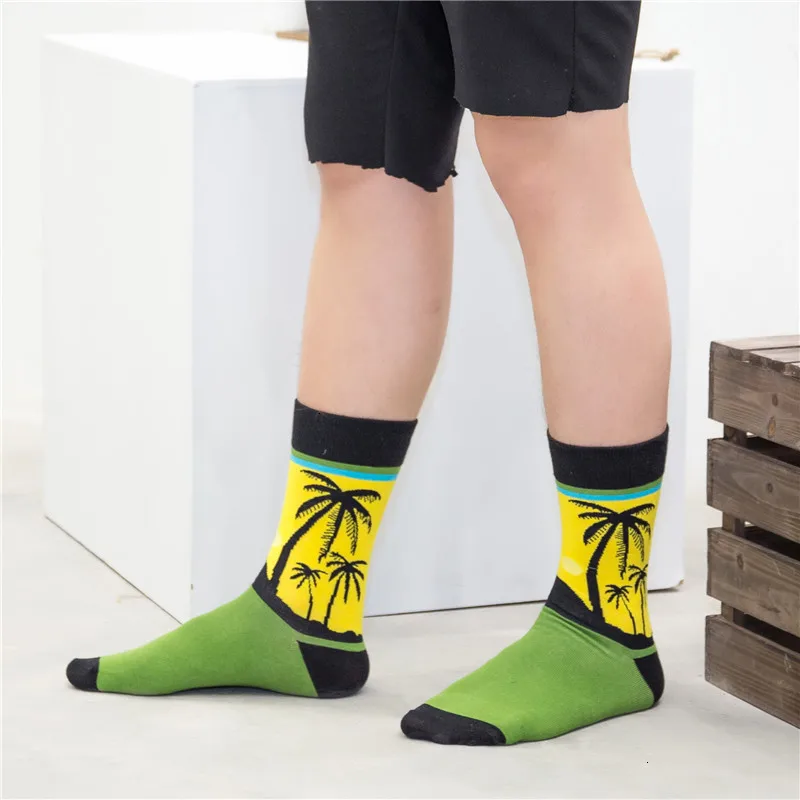 Зимние Модные персональные носки для мужчин и женщин с натуральным рисунком Happy