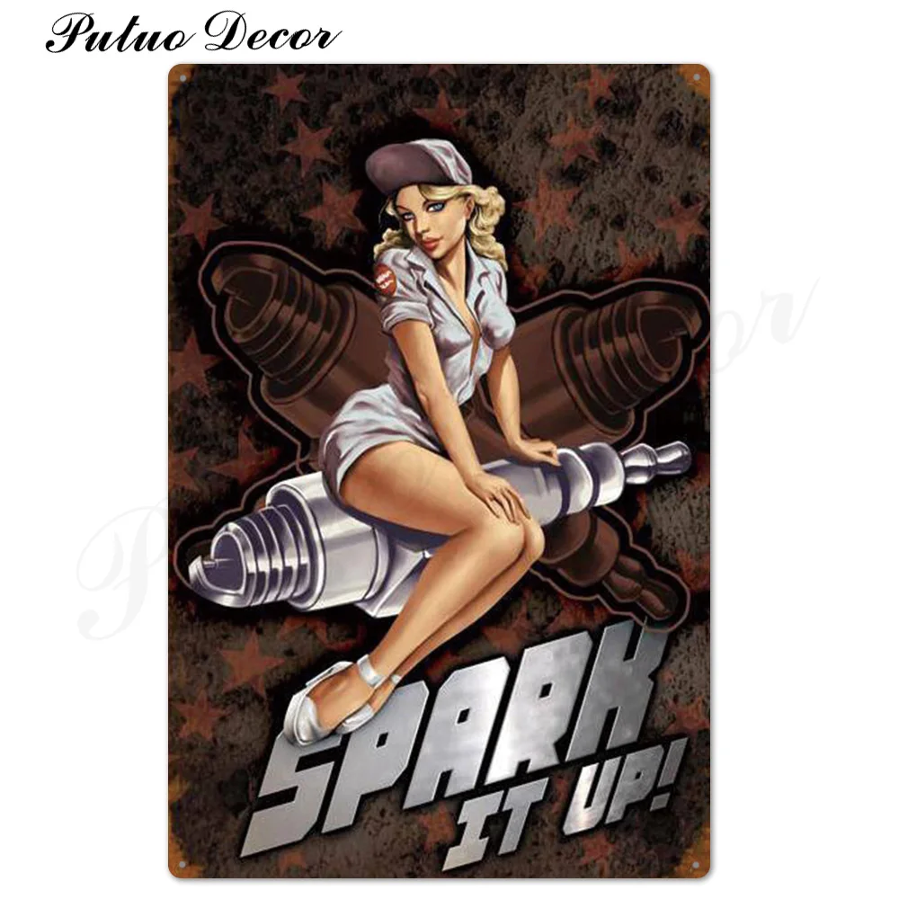 TH2025 Pin Up Girl Оловянная табличка металлическая винтажная Сексуальная металлическая вывеска Настенный декор для бара паба клуба человек пещера значки в стиле ретро металлическая живопись - Цвет: TH2025