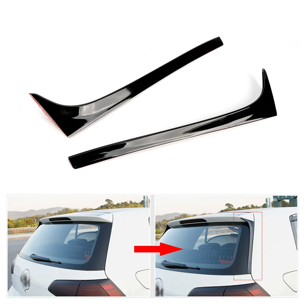 

2pcs Rear Window Spoiler Side Wing Black For Golf 7 7.5 MK7 MK7.5 2014-2018 38.5 X 9.4 Cm ABS Plastic Car Casement Spoiler Side