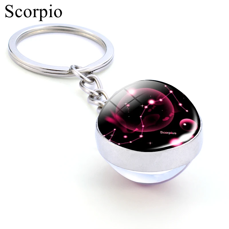 Стеклянная цепочка для ключей с 12 созвездиями стеклянный шар брелок знаками