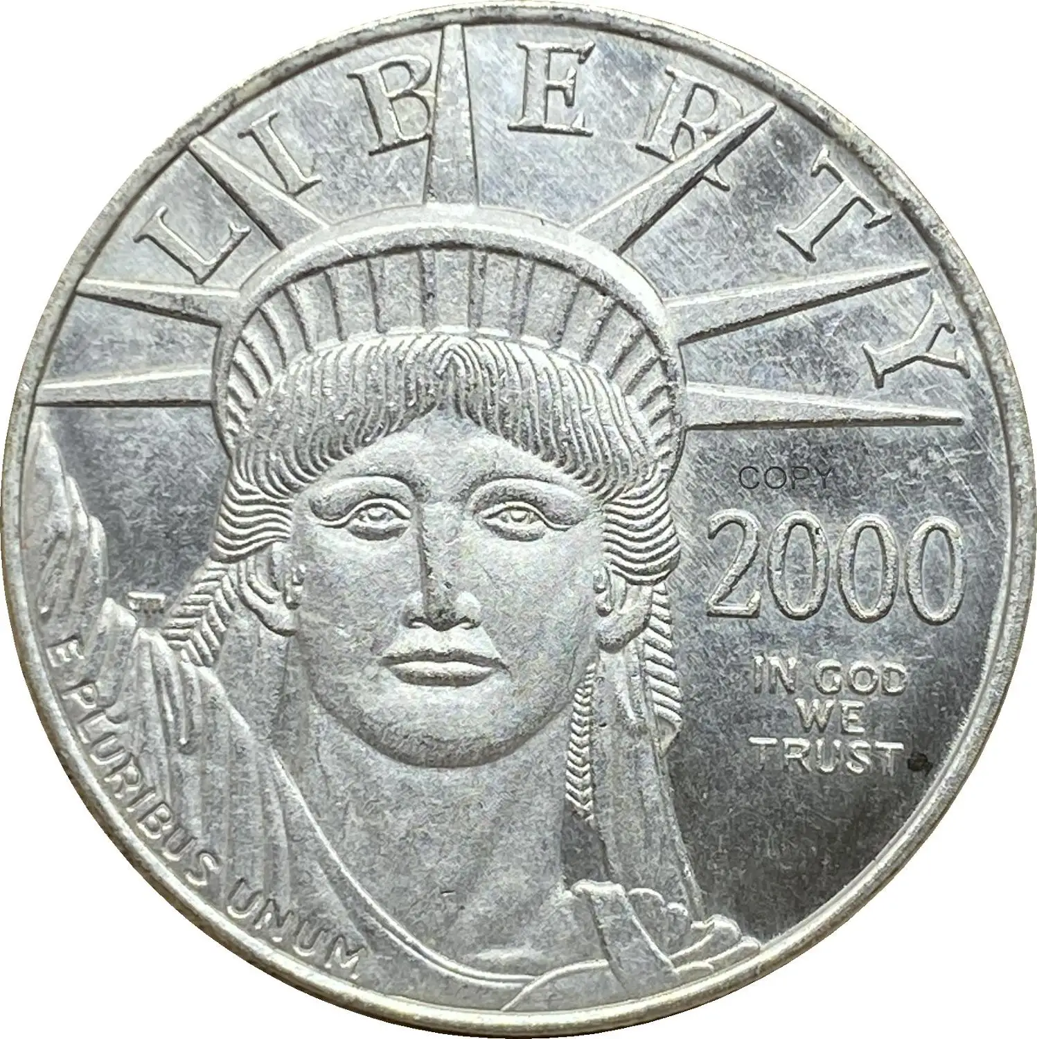 

Слитки из США, 2000 год, Статуя Свободы, 50 долларов, с покрытием копии серебряных памятных монет