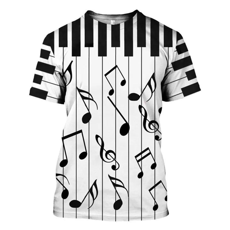 

Fashion 3d printed piano music pattern men's casual t-shirt summer Harajuku short-sleeved unisex tops short-sleeved clothing 160